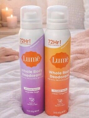 2Pk Lume Whole Body Deodorant Spray 72hr Odor  - Lavender Sage & Clean Tangerine